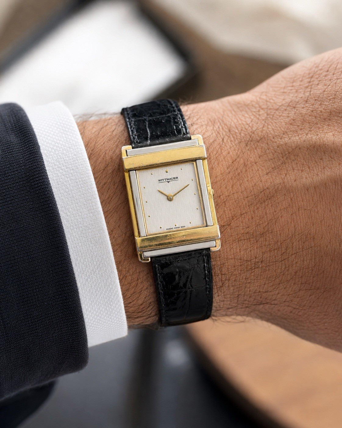 😍 RUNS GREAT! NRMT Vintage 1980s Swiss WITTNAUER LONGINES Quartz Tank Watch 😍