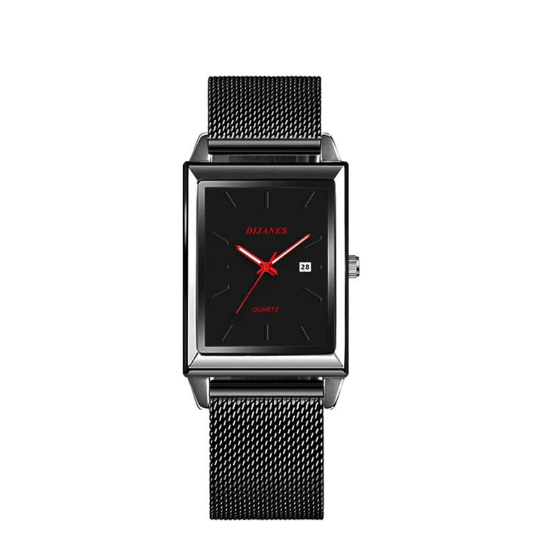 2023 Men’s Rectangle Stainless Steel Mesh Quartz Casual Wrist Watch