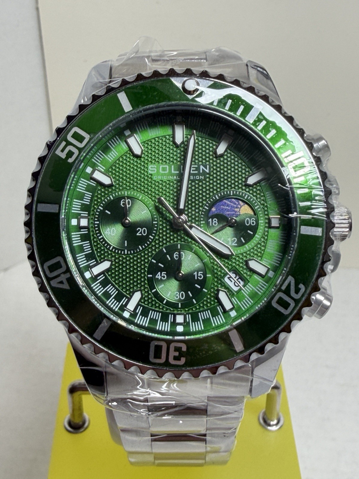 Men’s Sollen Green Chronograph Watch! Analog Quartz, Formal, Classic & SLEEK!!