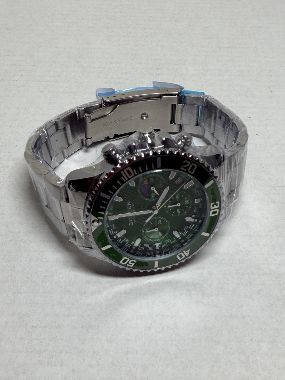 Men’s Sollen Green Chronograph Watch! Analog Quartz, Formal, Classic & SLEEK!!