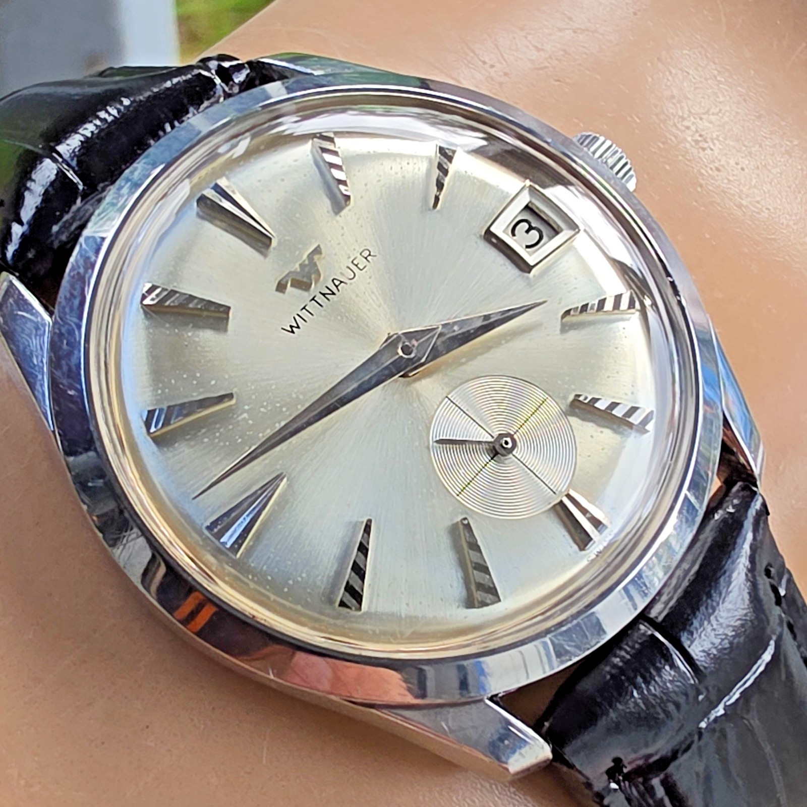 Vintage WITTNAUER men’s manual wind watch Ref:6300 Date rare dial swiss 1960s
