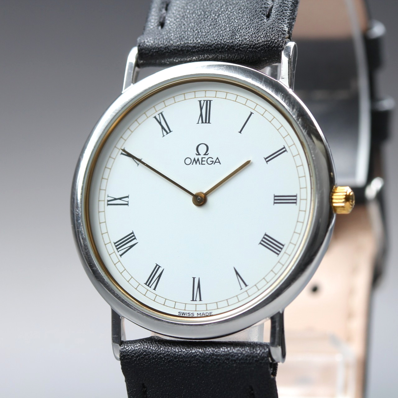 [Near MINT] Vintage 1989 OMEGA De Ville Cal.1378 Quartz Roman Silver Men’s Watch