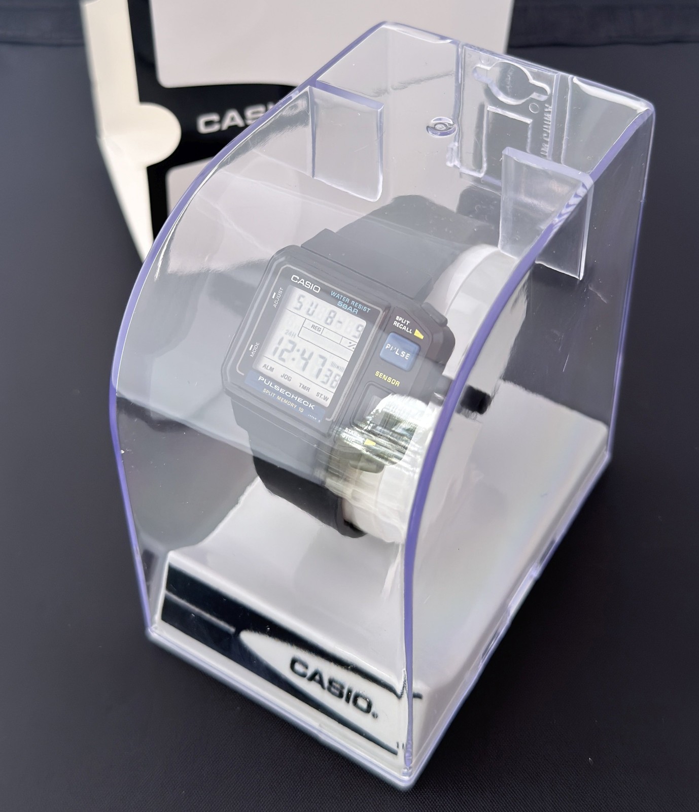 Casio JP-100W “Pulse Check” watch Japan 1987 Blue JP-100W Blue