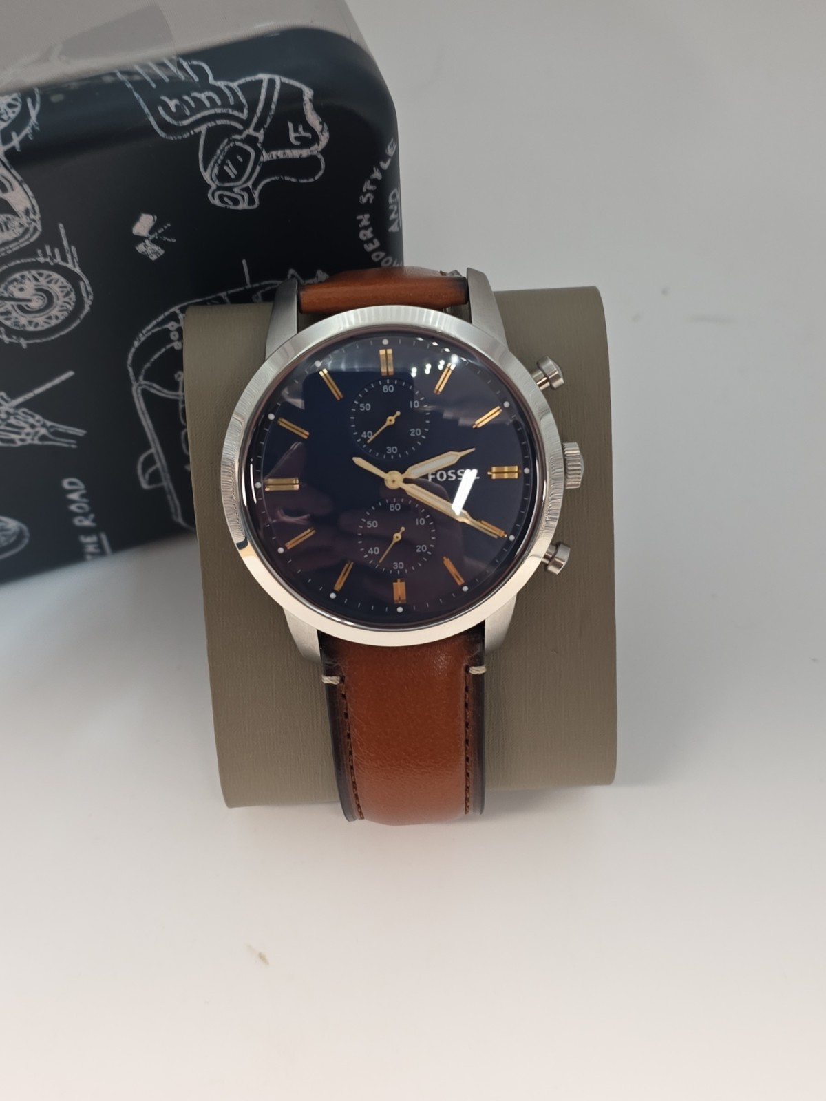 Fossil Men’s Chronograph Townsman Light Brown Leather Strap Watch 44mm FS5279 –