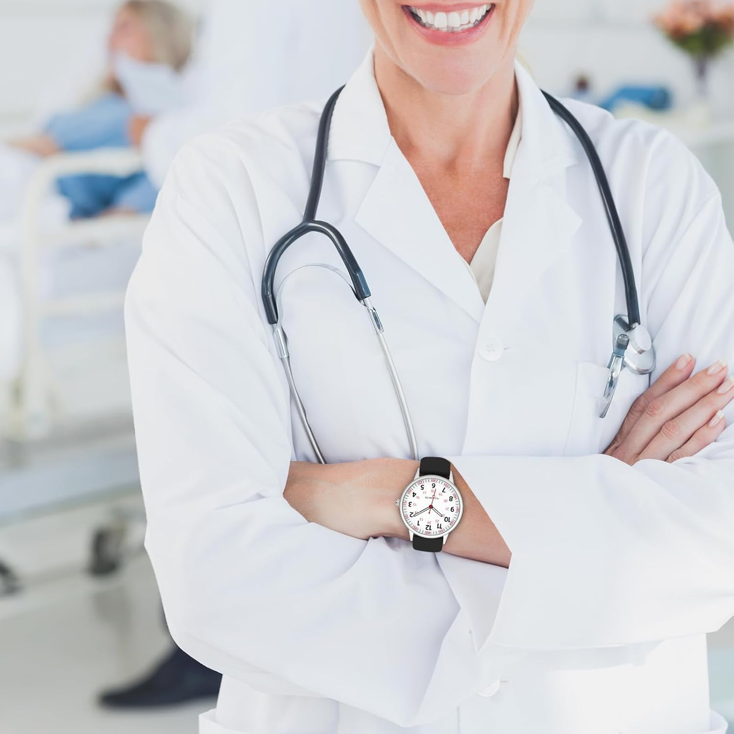 Nurse Watch for Women Waterproof Analog Silicone Watch with Second Hand Nursing