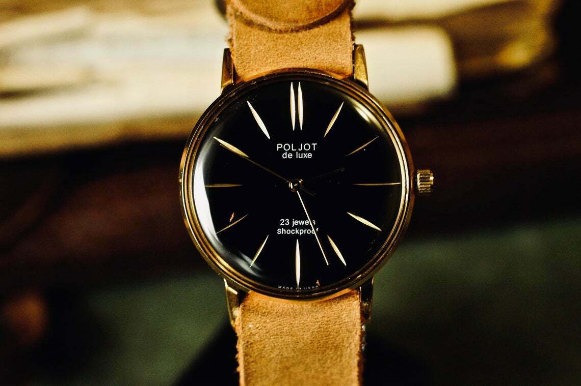 Watch POLJOT De Luxe Vintage Mechanical Luxury leather strap Men’s Ultra SLIM