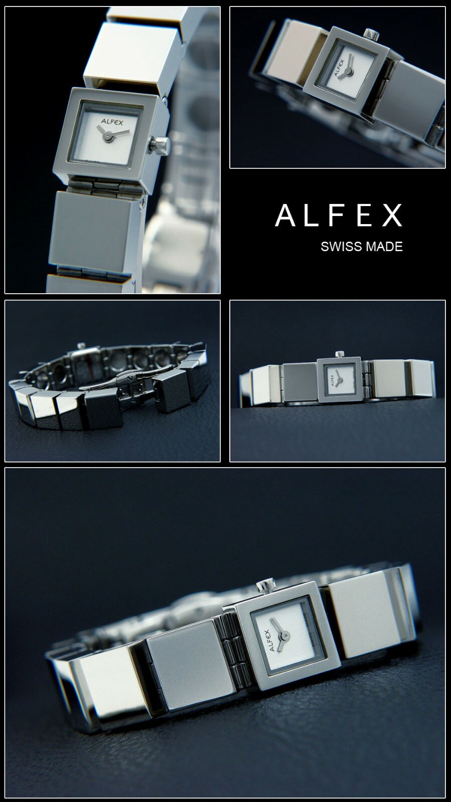 Alfex Designer Women’s Watch 5482 SWISS MADE Square High Gloss Polished