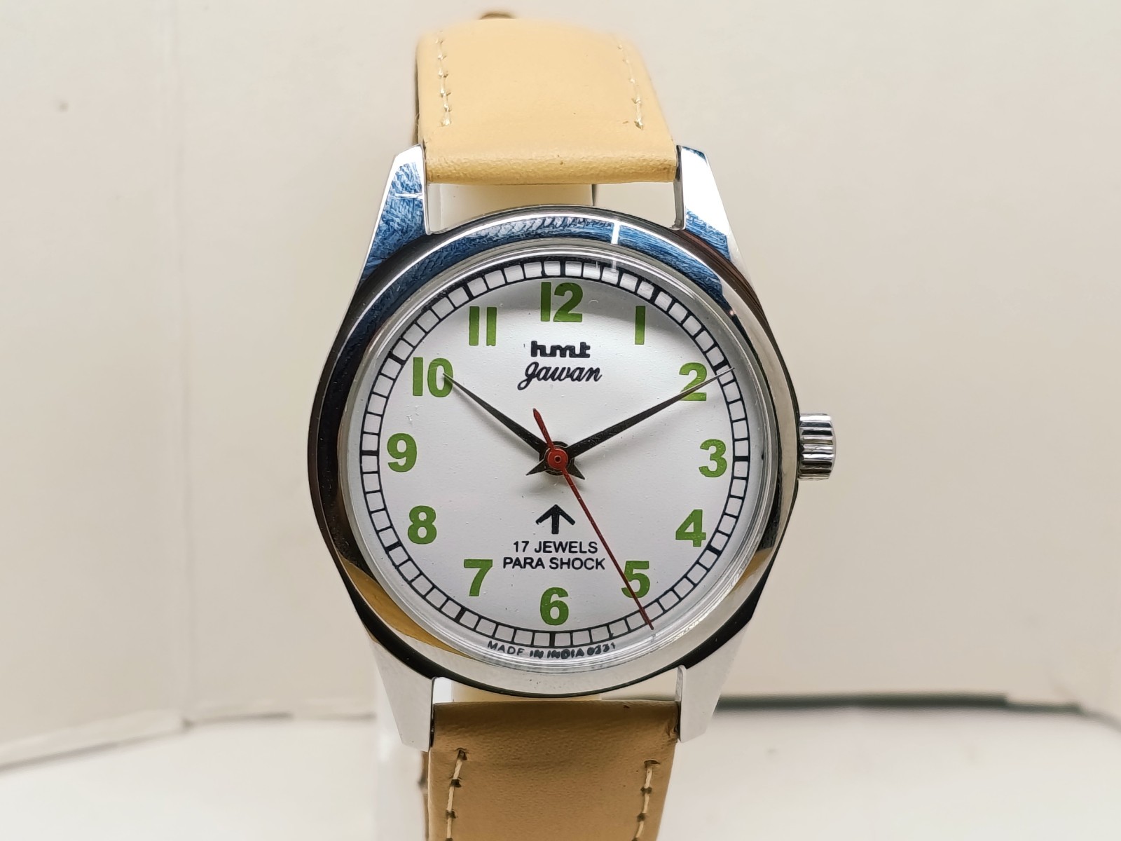 HAND WINDING VINTAGE HMT JAWAN WHITE DIAL MECHANICAL WATCH FOR MENS