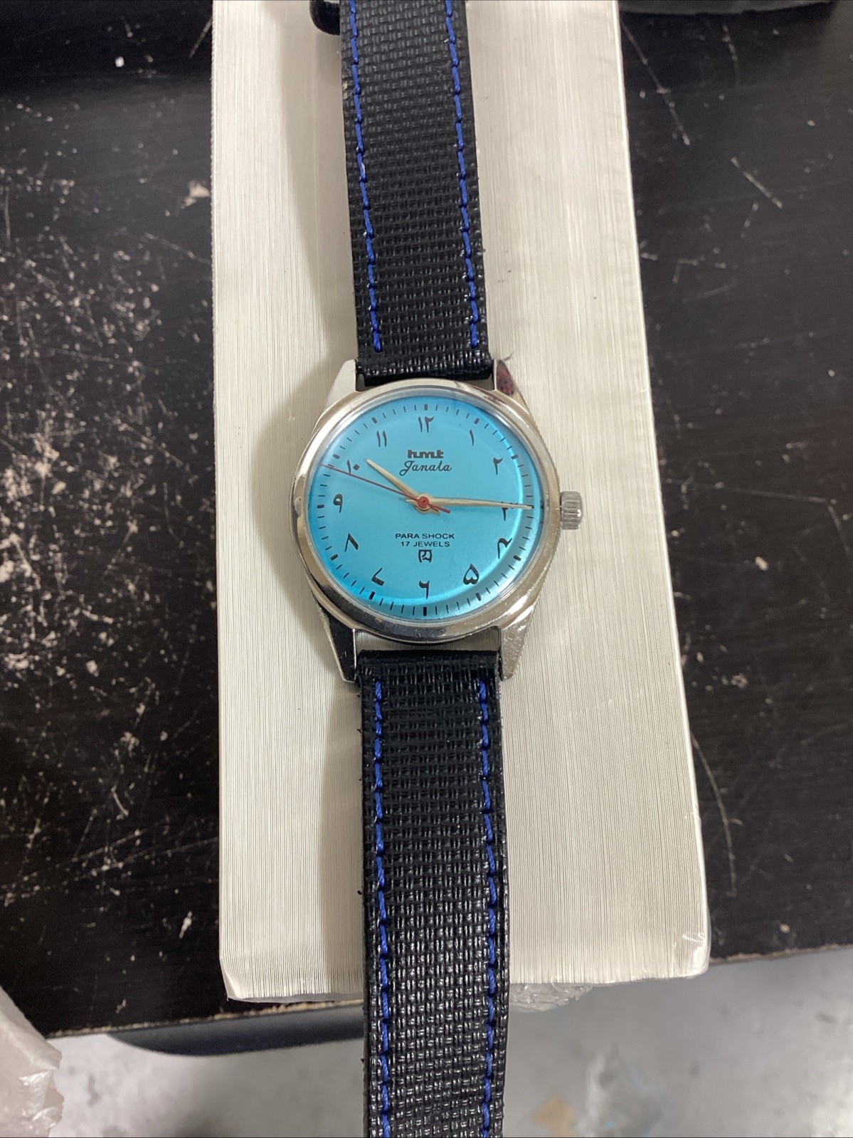 HMT Janata 17 Jewels Winding Wrist Watch In Working Condition Blue Dial