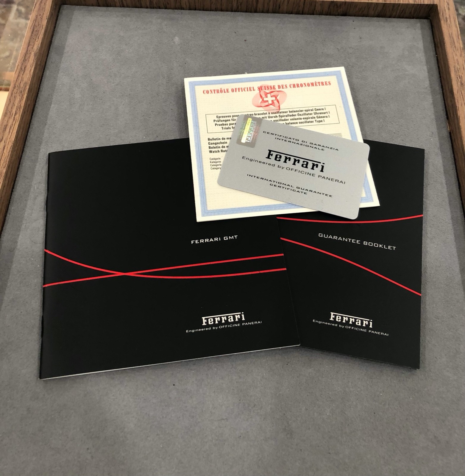 FERRARI PANERAI GMT NEW UNWORN, BOX PAPERS