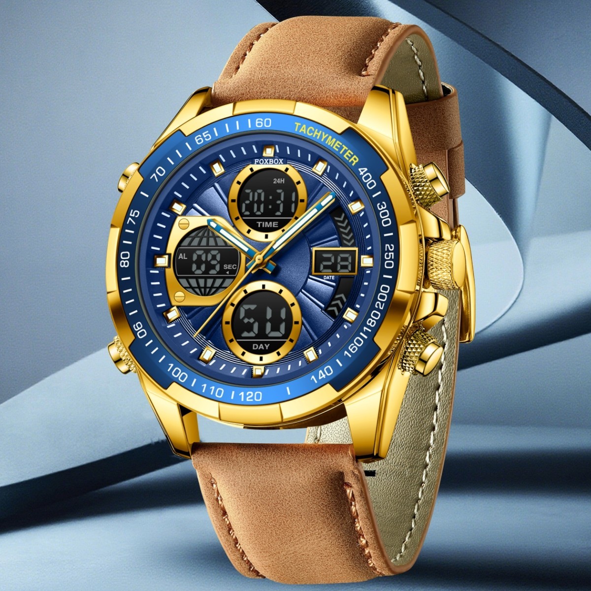 Men’s Watch Big Dial Quartz Digital Analog Luminous Waterproof Sport Wristwatch