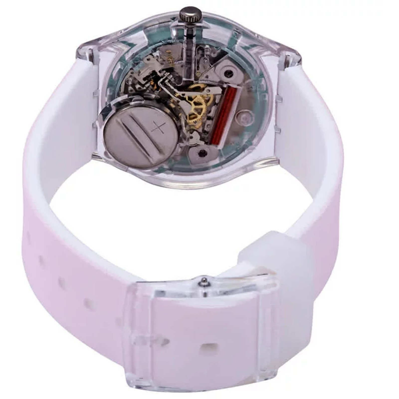 Swatch Women’s Watch Transformation Ultrarose White Dial Silicone Strap GE714