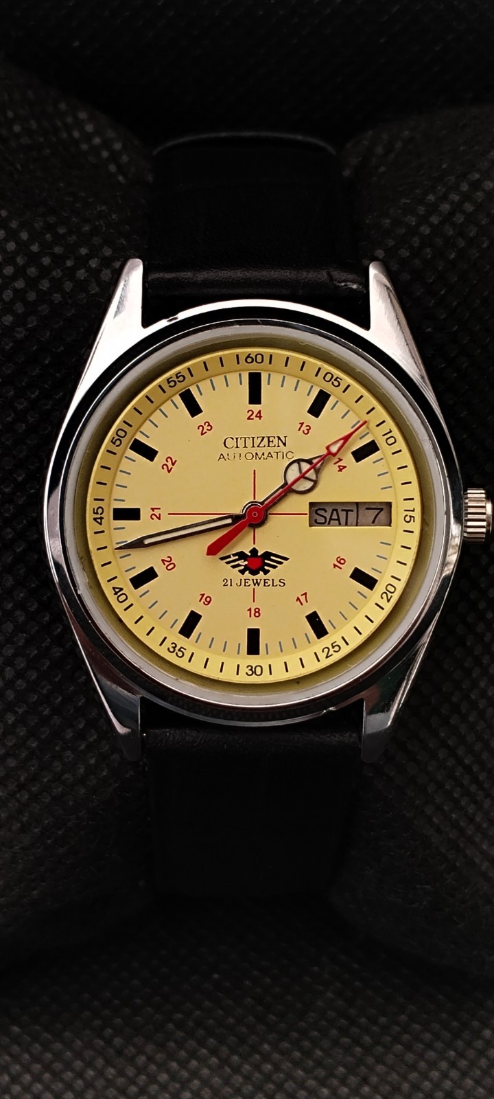 Vintag Automatic Citizen Japan Made Yellow Dial Day/ Date Men’s Wrist Watch