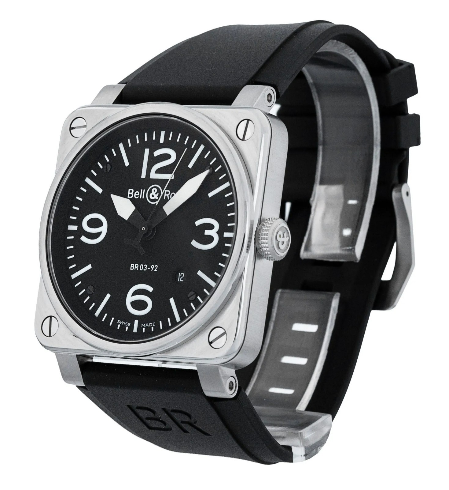 Bell & Ross Aviation BR03-92-S BR03-92 Black Dial Date Rubber Men’s Watch
