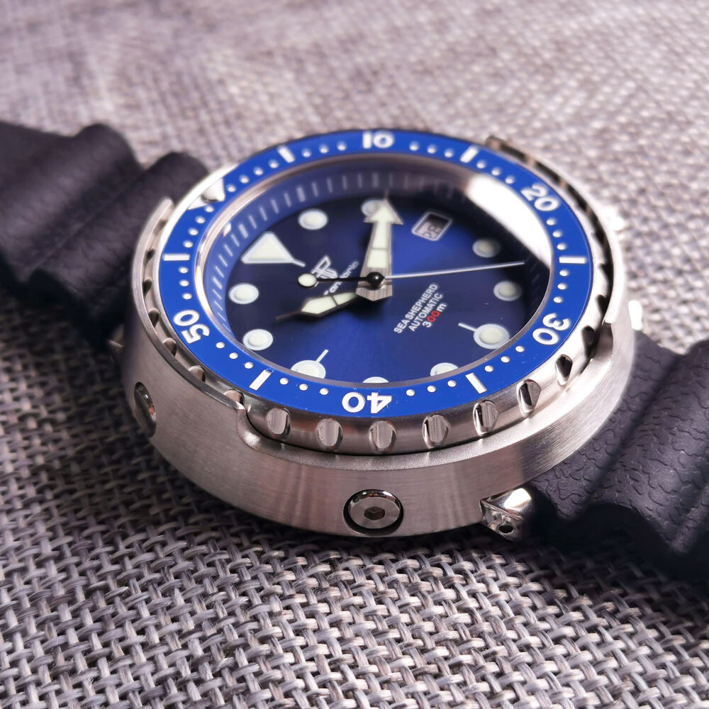 46.5MM Tandorio blue dial Ceramic bezel 30ATM NH35A automatic Diving Mens Watch