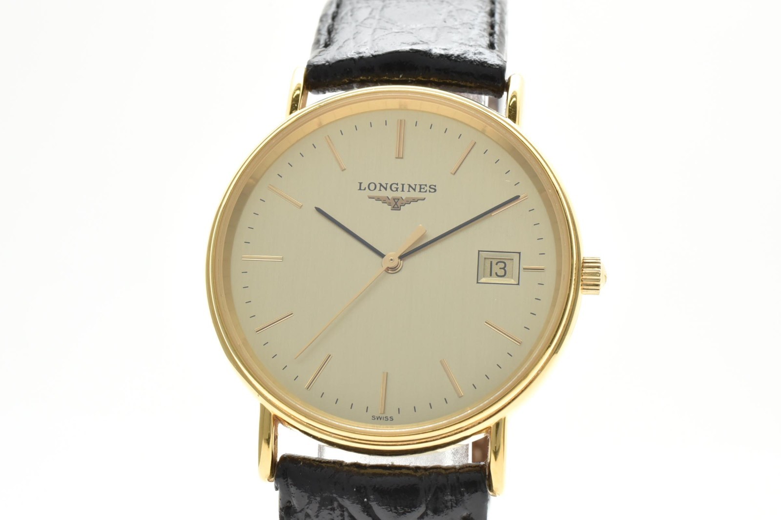 LONGINES L4.720.2 Grand Classic Quartz Men’s Watch 33mm Gold Dial Date Vintage