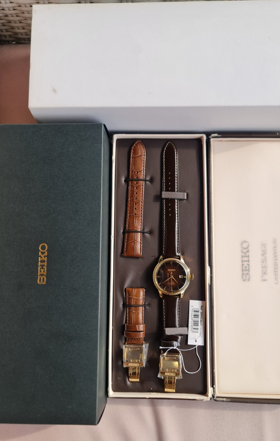 SEIKO PRESAGE SRPD36J1 Automatic Watch 4R35 Cocktail Brown Burgundy Leather Gold