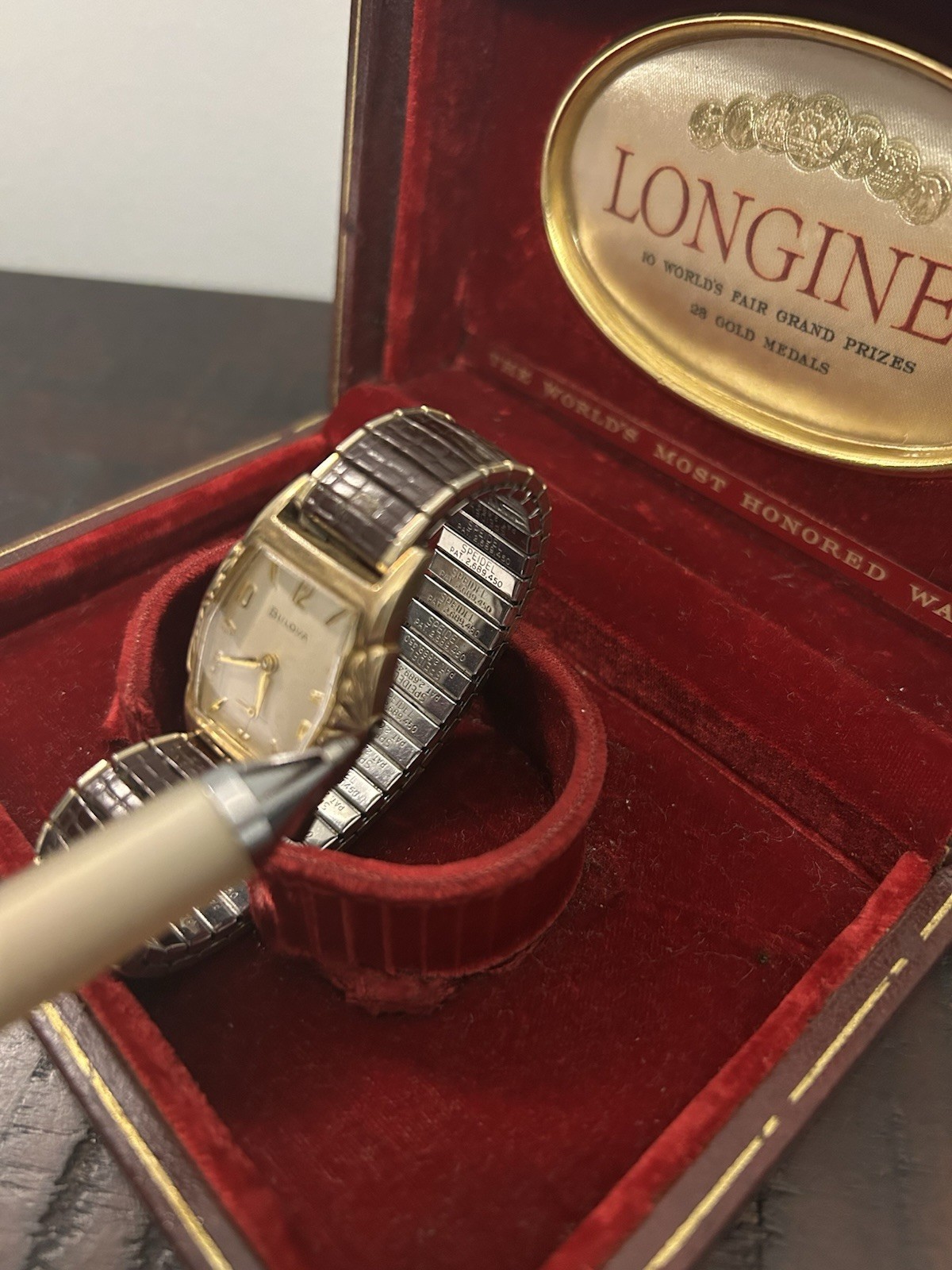 VTG Longines -Bulova The Worlds Most Honored Watch Spandex Band *see Description