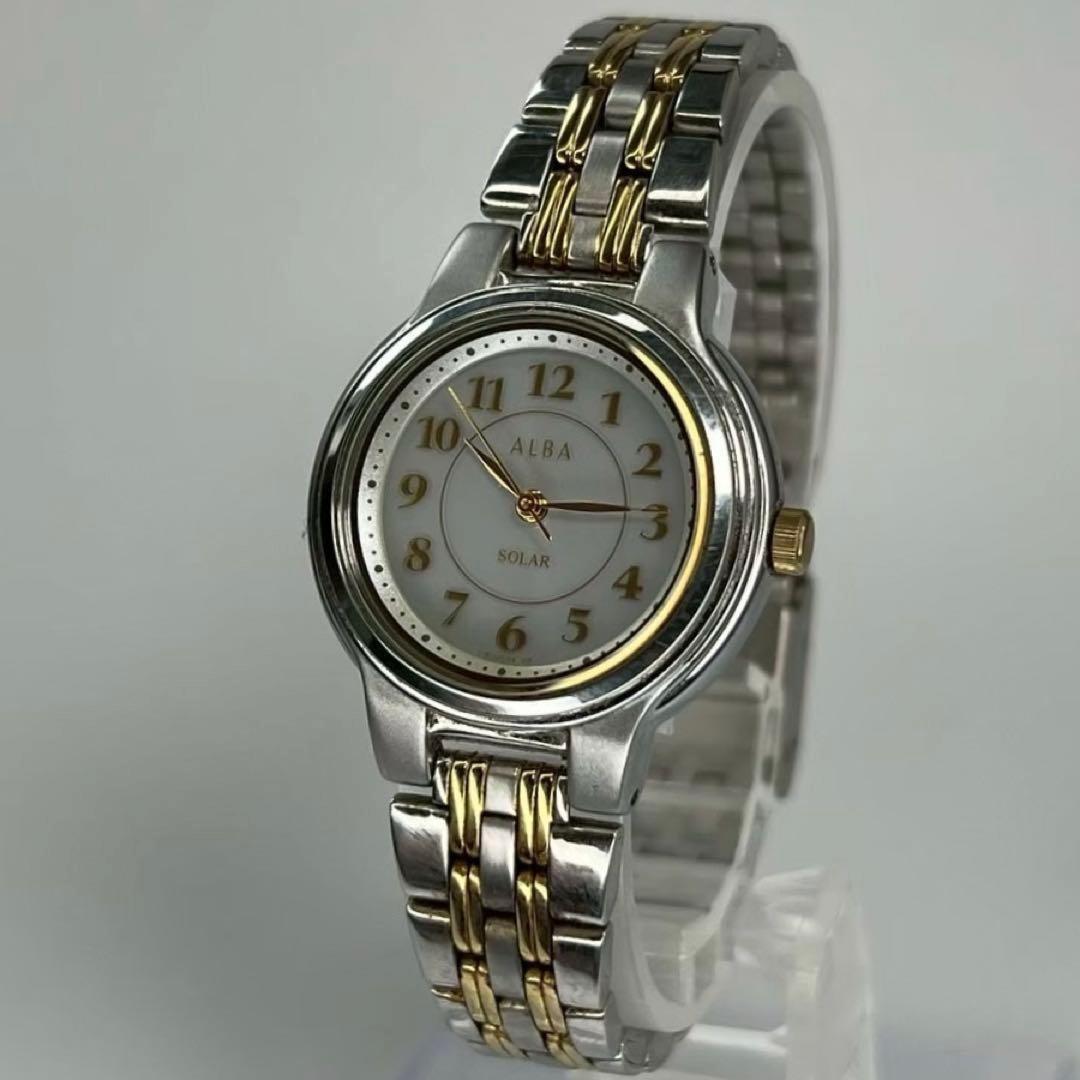 Seiko Alba Solar Powered Ladies Watch 27mm White Arabic Numeral Dial JDM