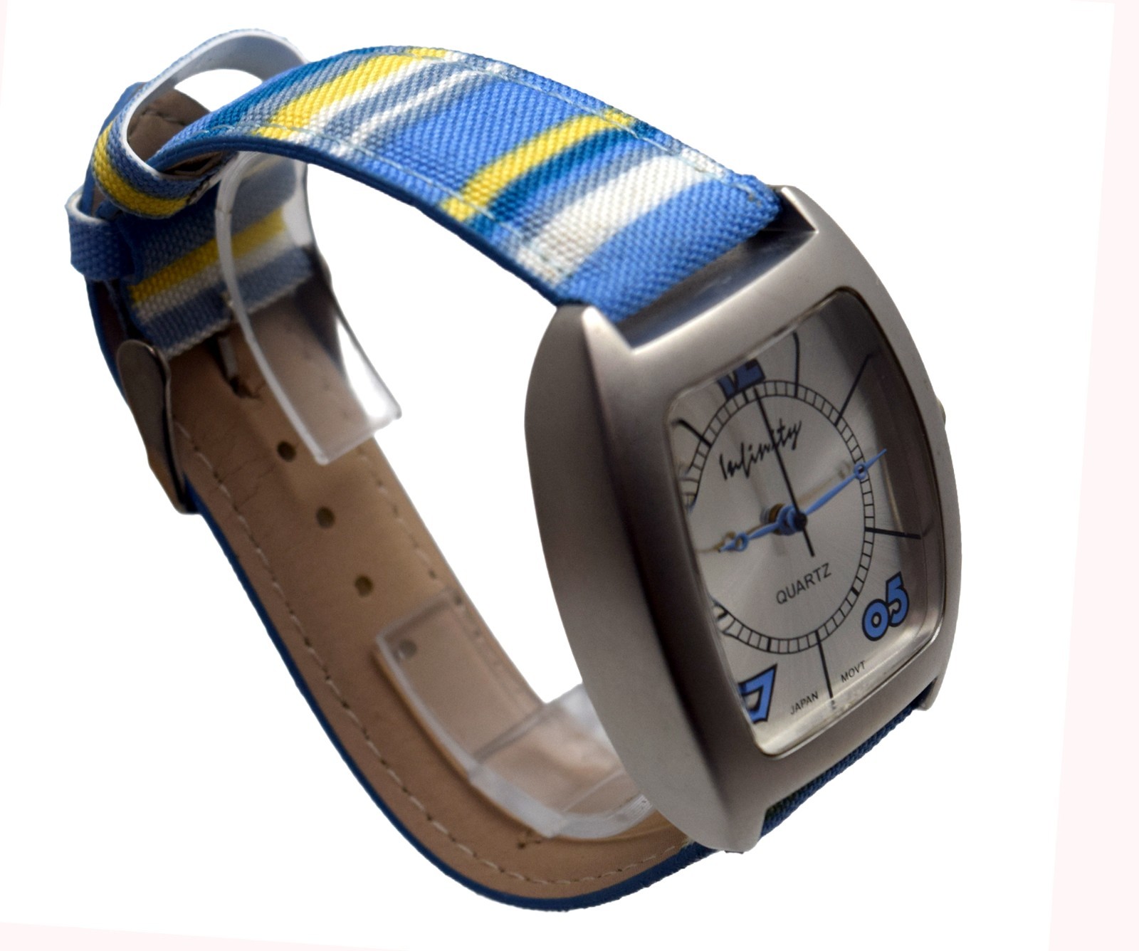 INFINITY: MULTICOLOR CANVAS LEATHER BAND OVALISH RECTANGLUAR CASE ANALOGE WATCH
