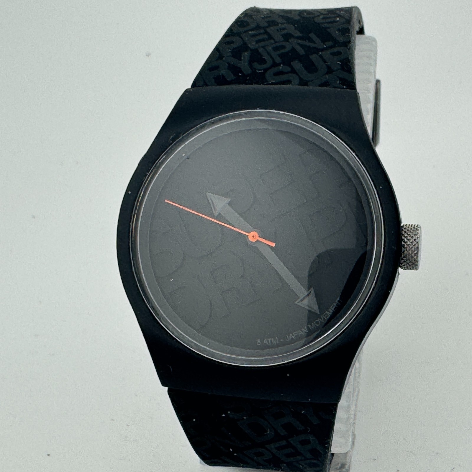 Super Dry JPN Quartz Watch Men 50m Black Plastic Rubber Japan Analog New Battery