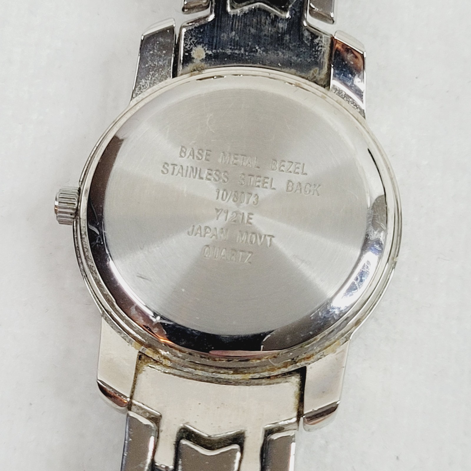 Anne Klein Bracelet Watch Silver Tone White Face Quartz Working Folding Clasp 7″