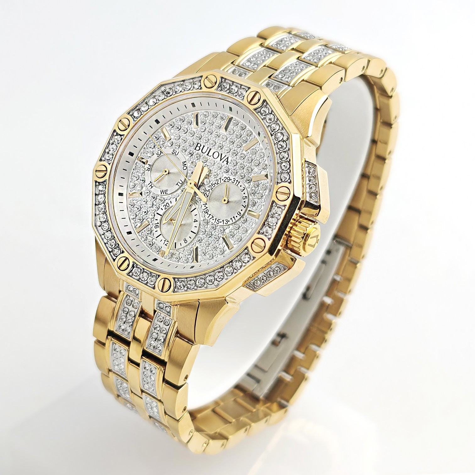 Bulova Octava Crystal Gold/White Two Tone 41.5MM Men’s Quartz Watch 98C126