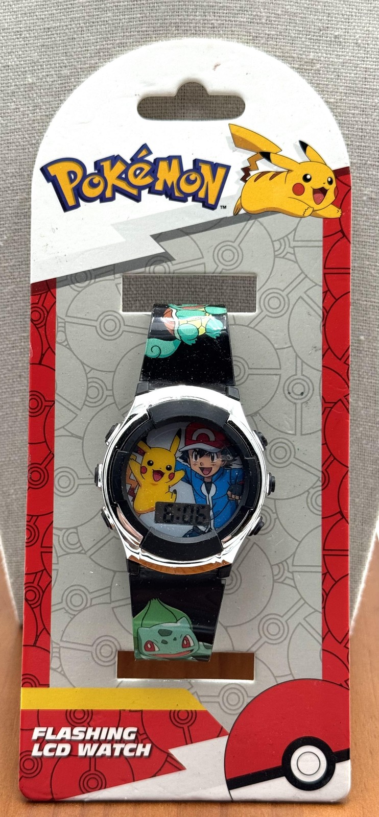 Pokemon Watch Boys 32mm Flashing LCD Multicolor Dial Black Strap Digital Quartz