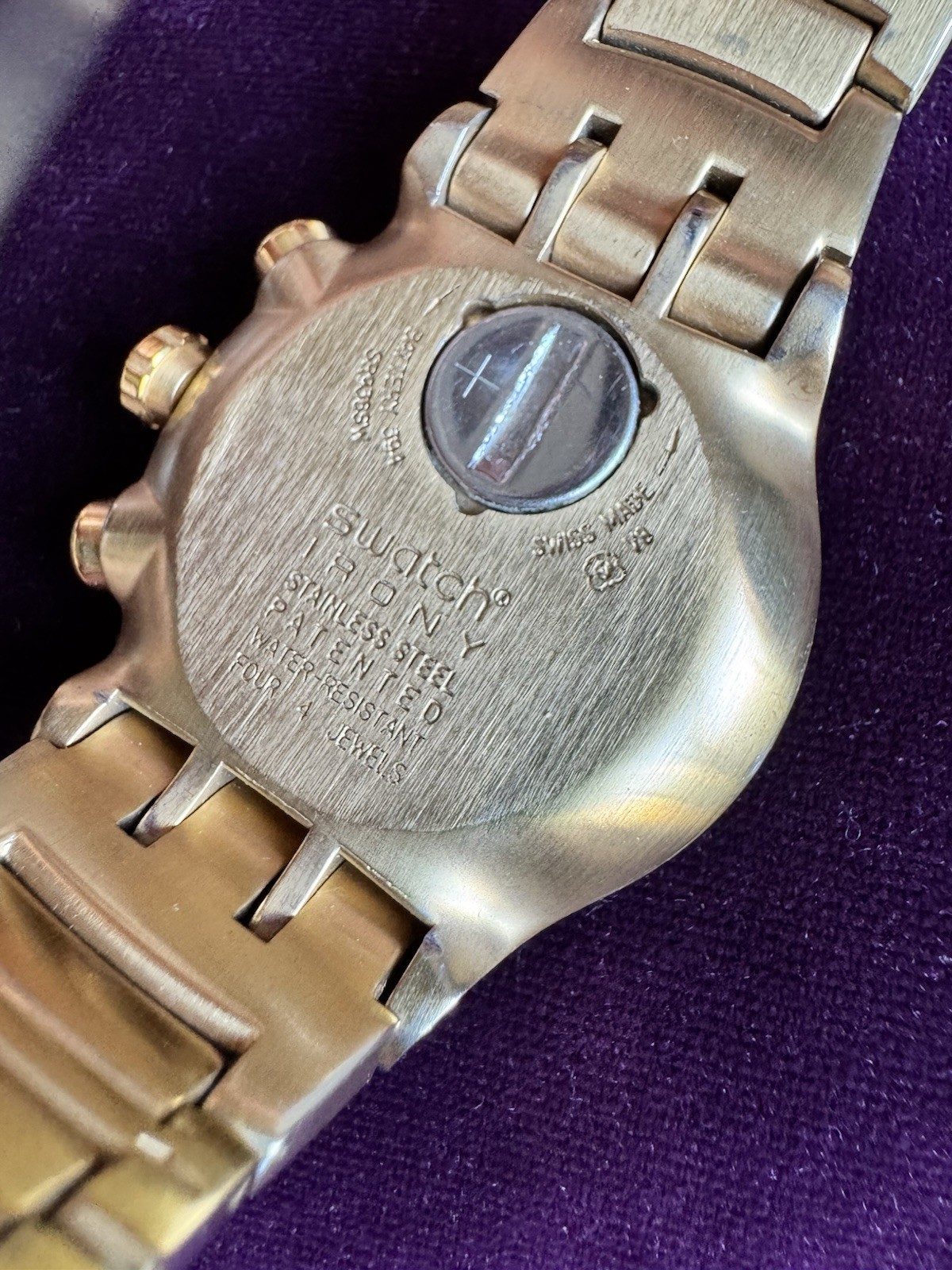SWATCH WATCH YOG100G THE GOLDEN CHEST IRONY CHRONOGRAPH 2007 NOT WORKING RARE