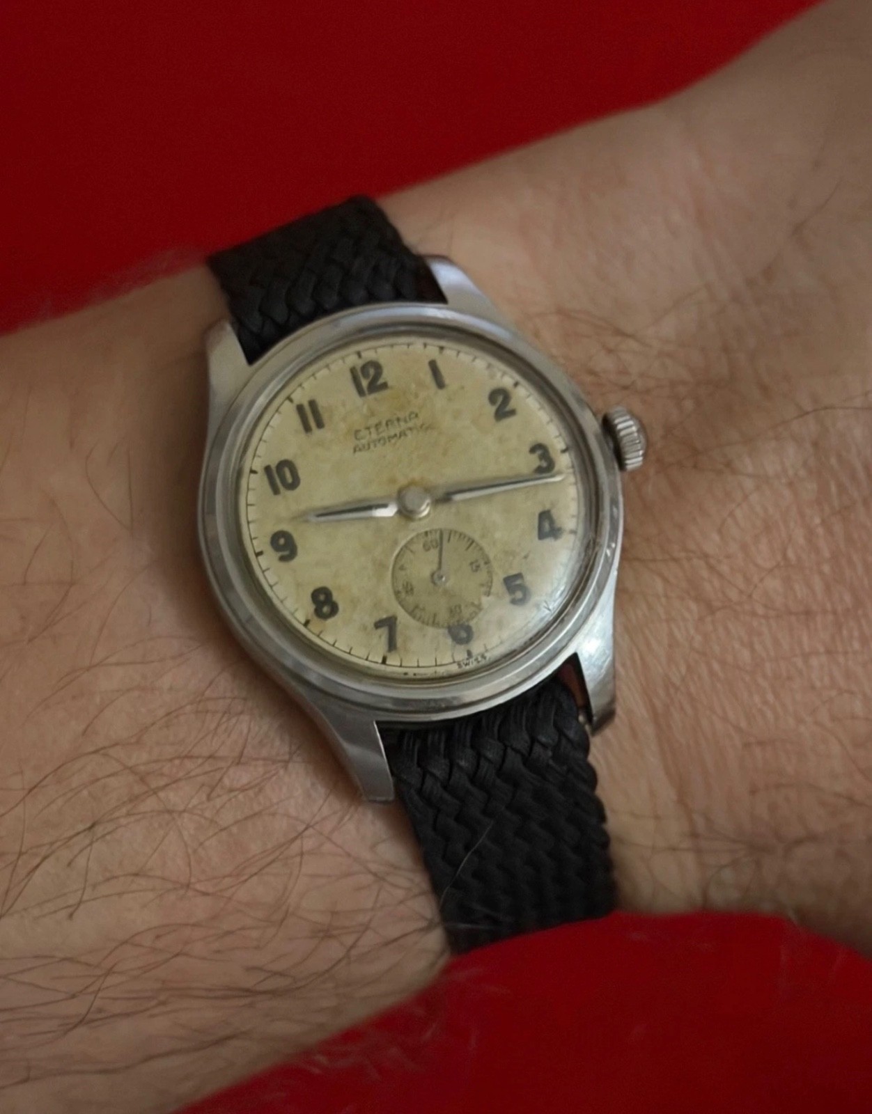 Vintage WW2 ETERNA Automatic Bumper Military Men’s Watch Cal 835 32 mm