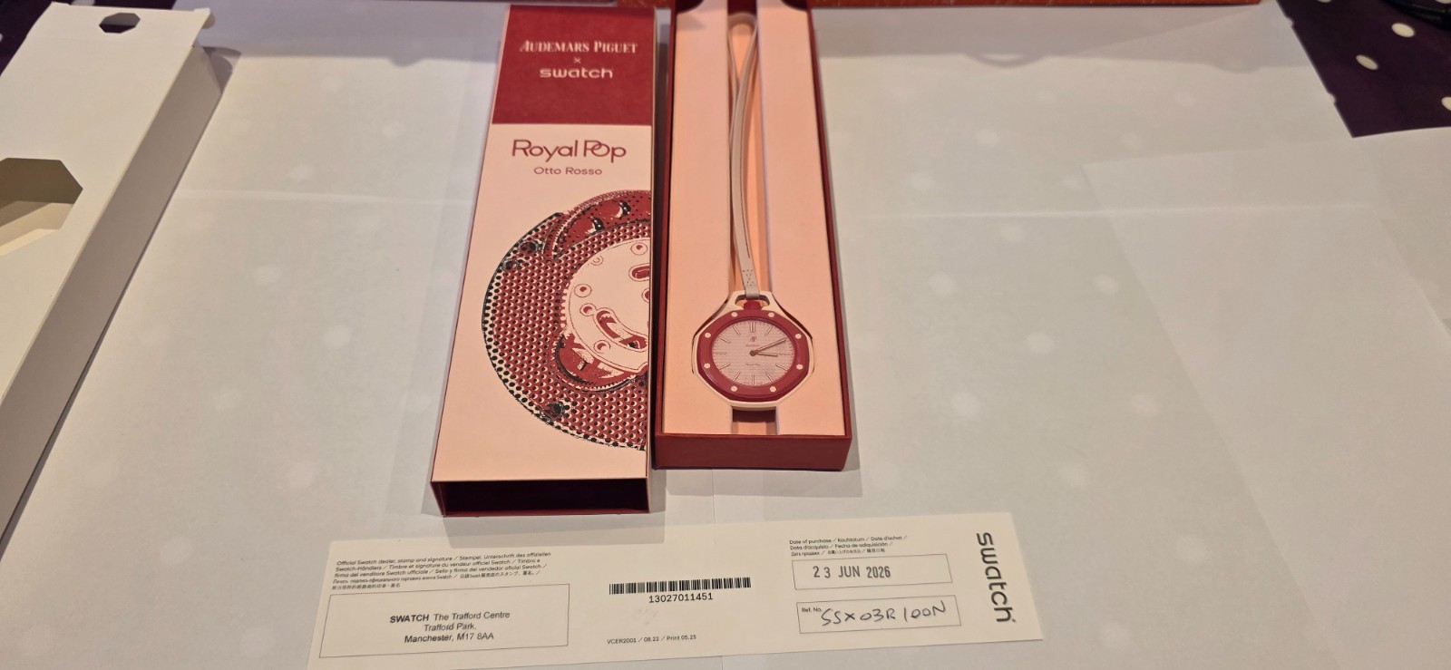 Swatch X AP – Otto Rosso- Warranty Card + Receipt – Fast insured delivery