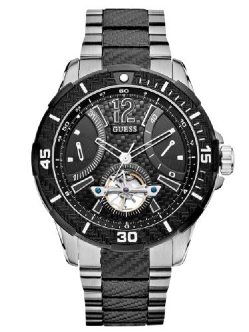 New Authentic GUESS U0175G1 Automatic Black Polycarbonate and Stainless Watch