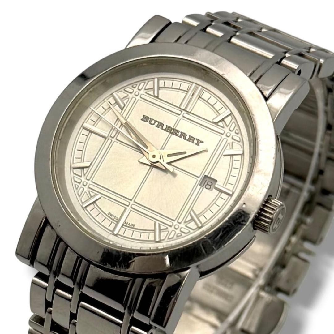 Burberry BU1351 Women Quartz Wristwatch Silver Dial Date Indicator 27.9 mm