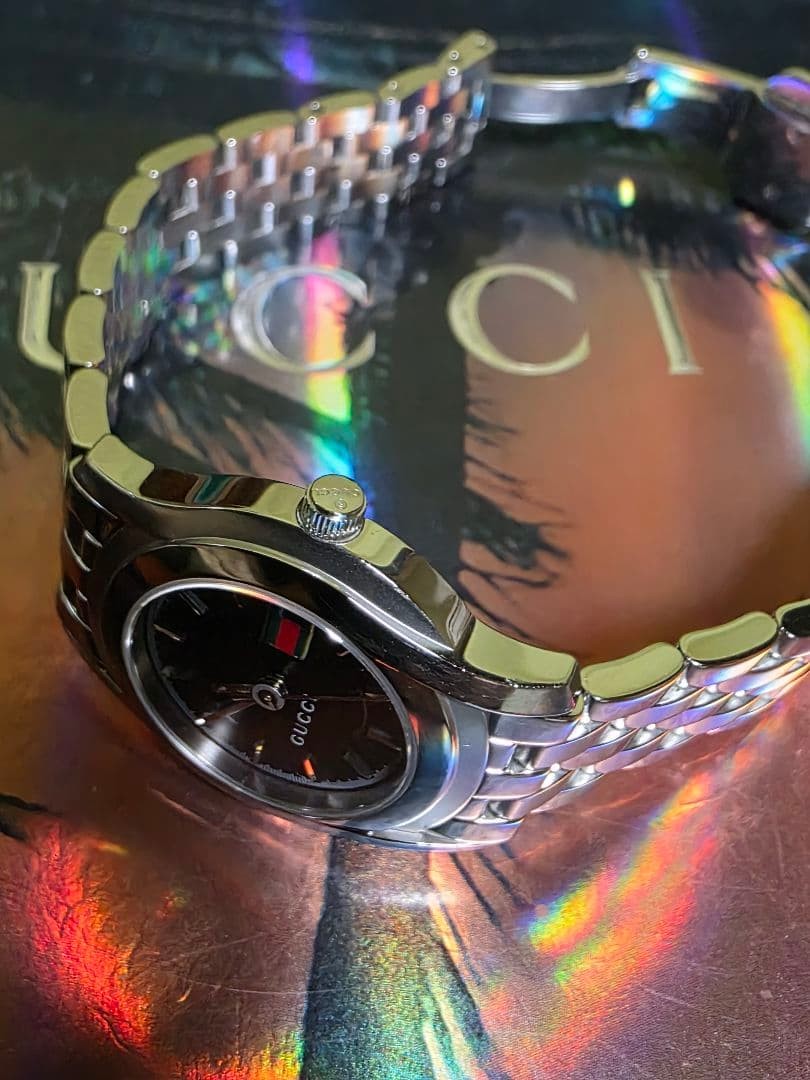 Gucci 5500L Sherry Line Black Quartz Watch Rare Japan 075574