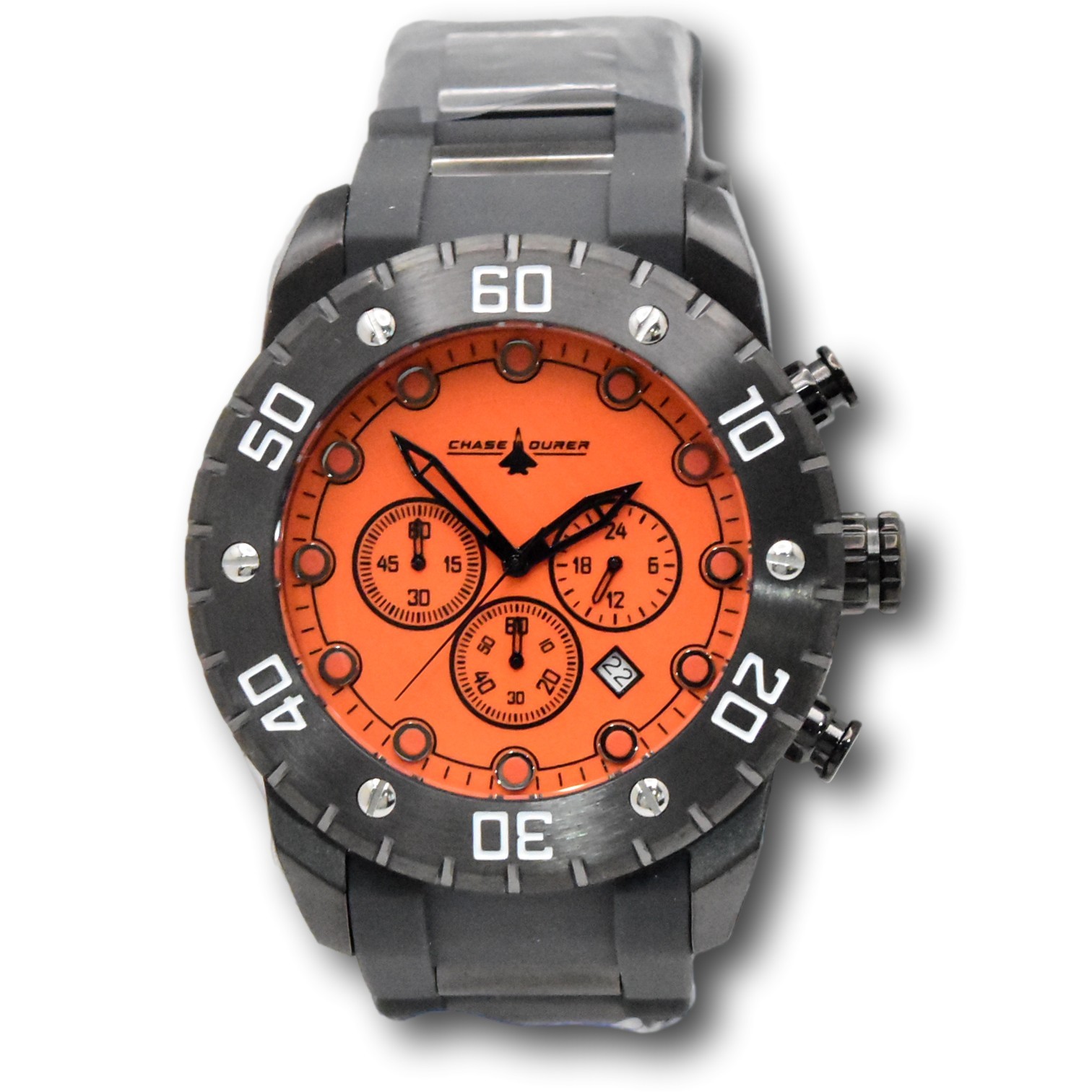 Chase Durer Men’s Orange Full Lume Dial 50mm Gray Chronograph Watch CDW-0119