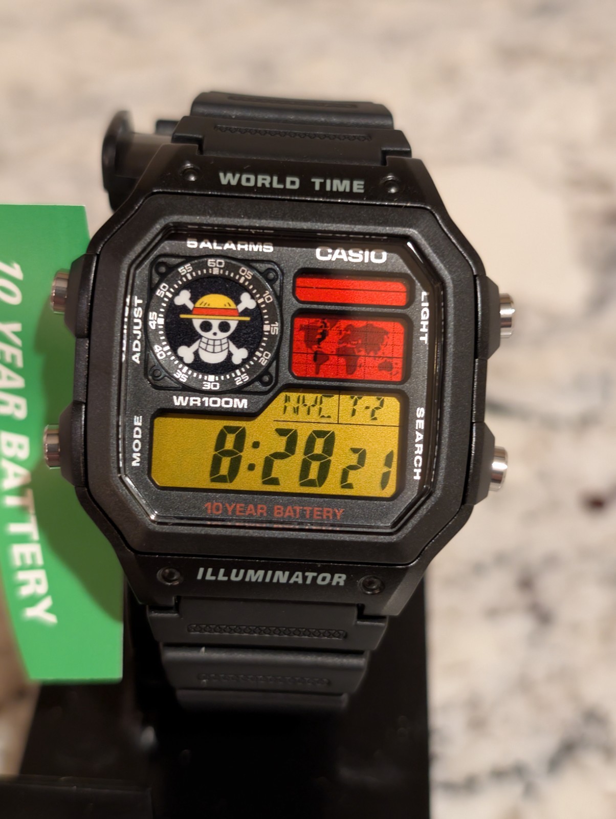 One Piece Jolly Roger Inspired Casio AE1200 Mod | World time watch | Anime | Mod