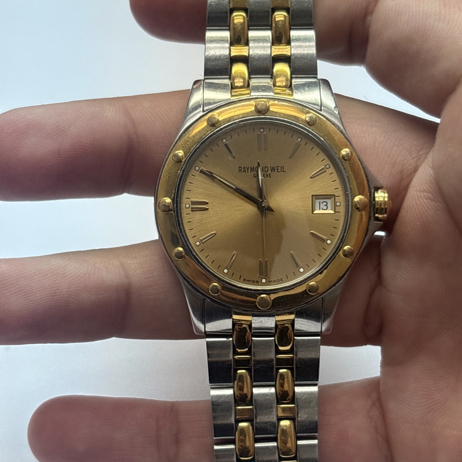 Raymond Weil Watch Two Tone Gold Plated Stainless Steel Fits Wrist Size 7”