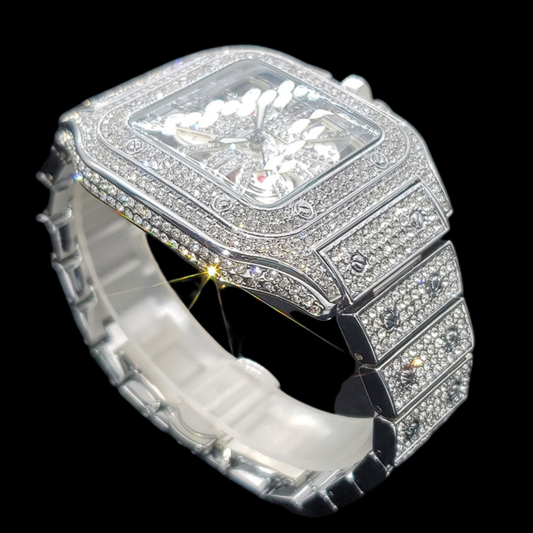 Skeleton Red Dial VVS Iced Out Diamond Designer Watch, Hip Hop Watch, Fashion