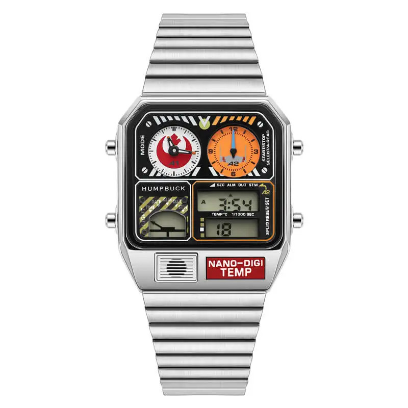 Classic Steel Men’s LED Watch – Digital Display, Temperature & Calendar