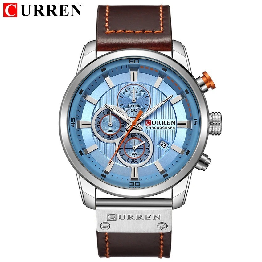 CURREN Men Watches Brand Male Leather Watch Chronograph Date Business Wristwatch