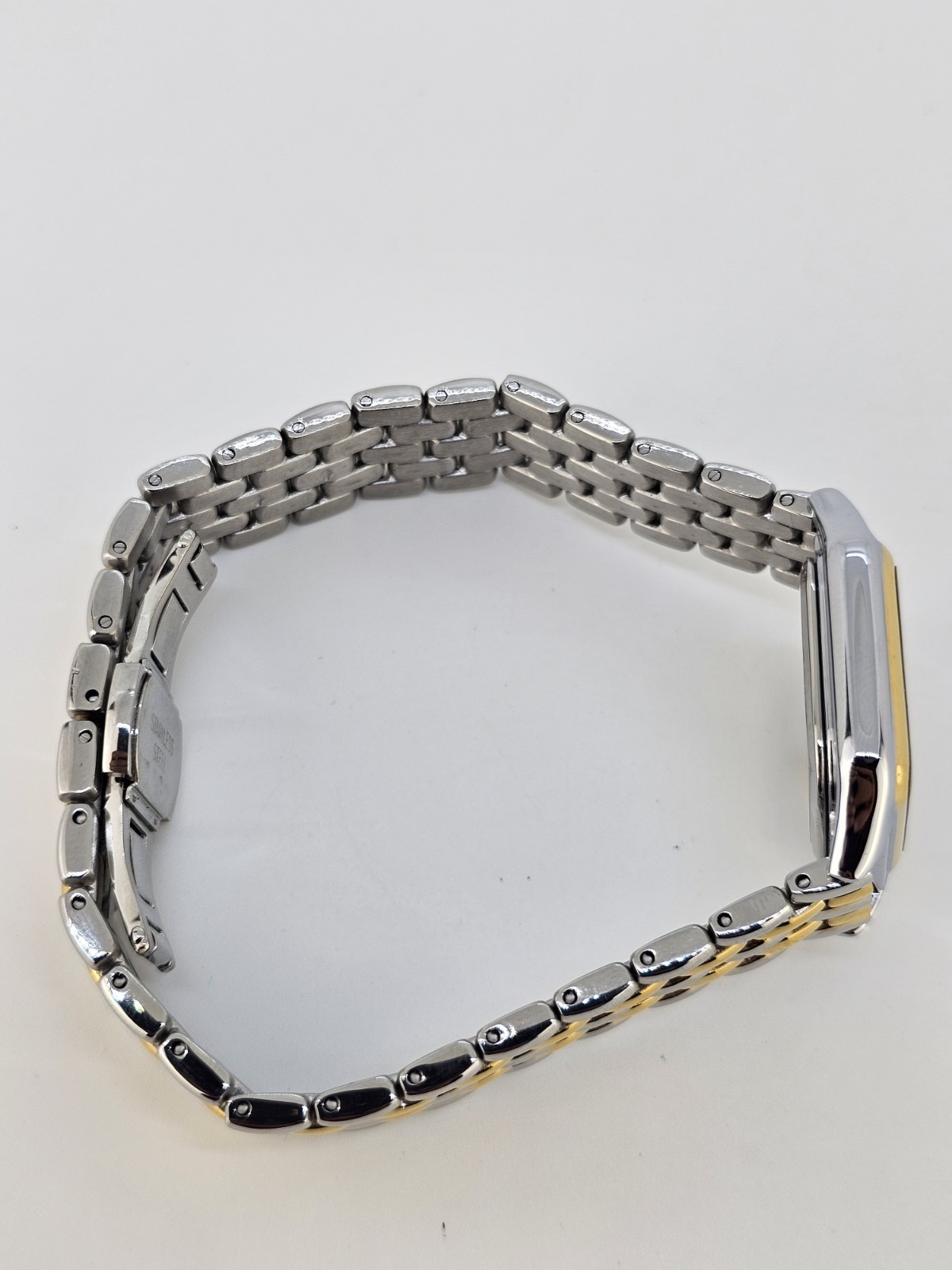Women’s Analog Watch 26MM Cream Dial Two Tone Bracelet Bands 7″ NEW Battery