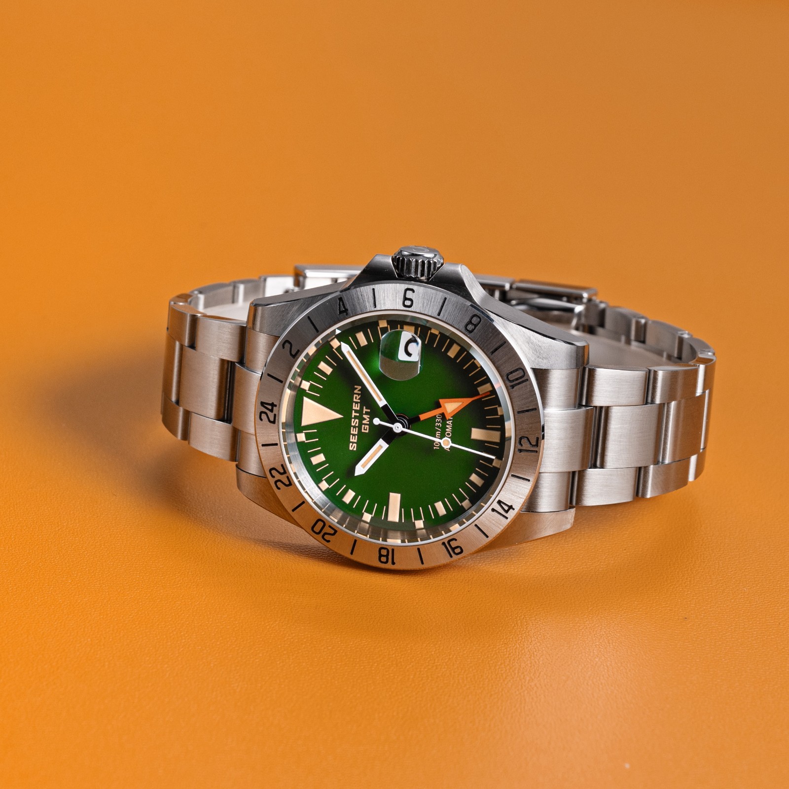 SEESTERN GMT, The Vintage Explorer, Green, NH34, Sapphire, Lume, 100m Diver,BNIB