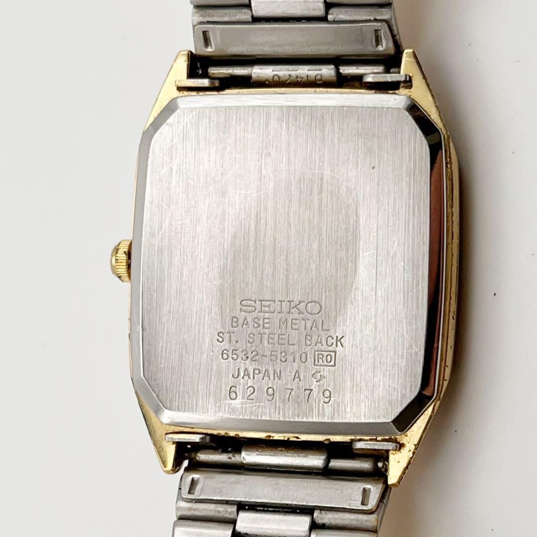 SEIKO Men’s Vintage Octagon Gold Quartz Date Dress Watch 6532-5310 1986