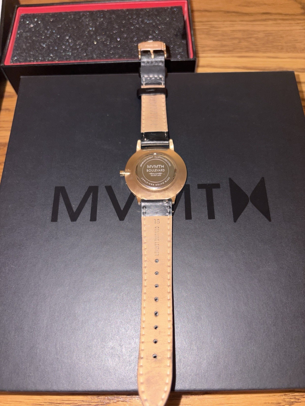 MVMT Boulevard Men’s Quartz Watch Black Dial Gold Case Black Leather, Box+Manual