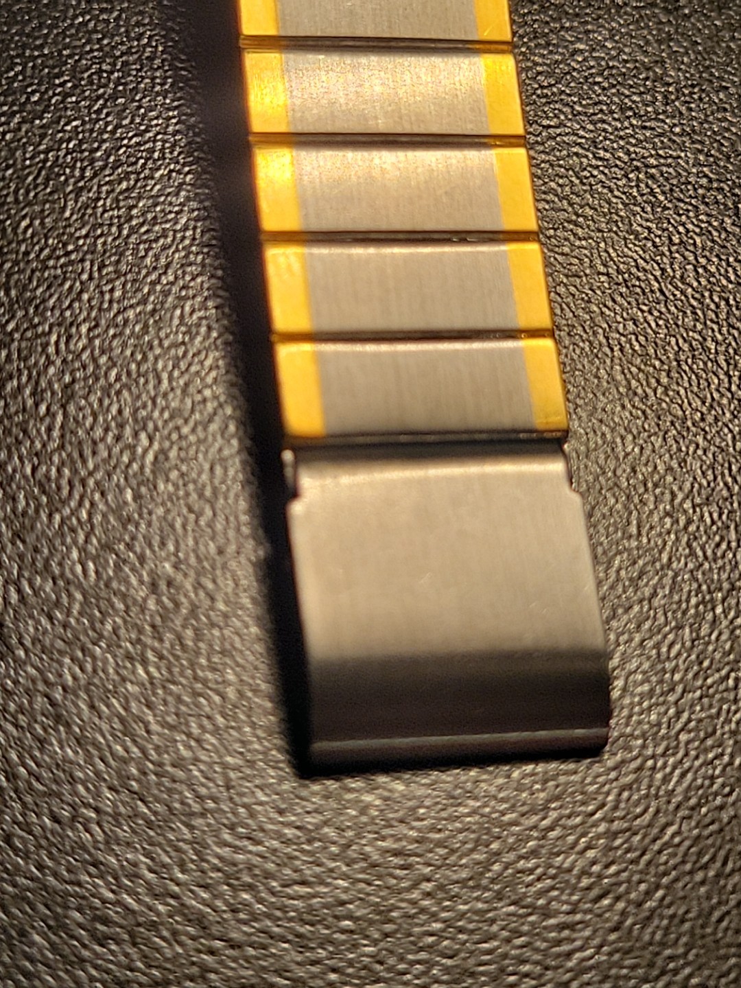 Ermex Watch 1986 NOS Gold Toned Circular Square Brushed Silver Works Mint Aristo