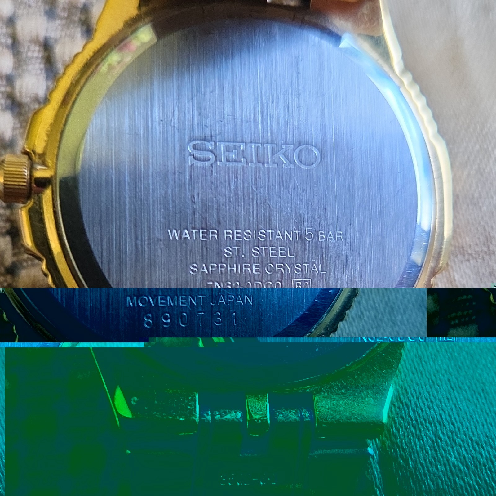 Seiko Quartz Vintage Dress Watch Gold Tone SS Bracelet White Dial Date 50m