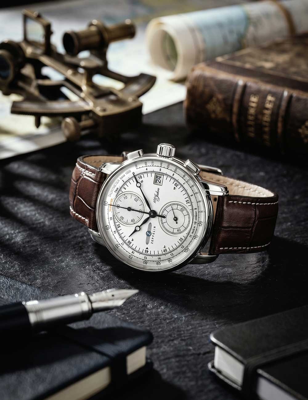 Zeppelin 8670-1 100 years Chronograph Mens Watch 43mm 5ATM