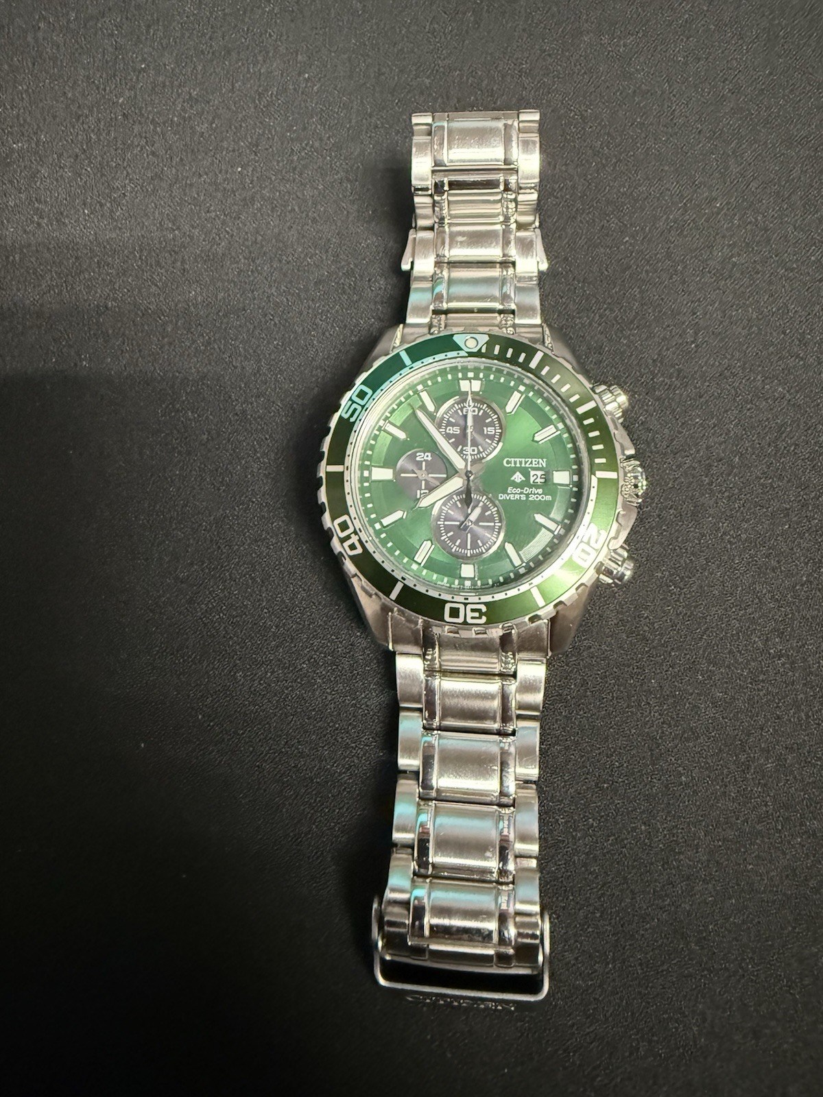 Citizen Eco-Drive Diver 200m Quartz Chronograph Green Dial/Bezel Steel