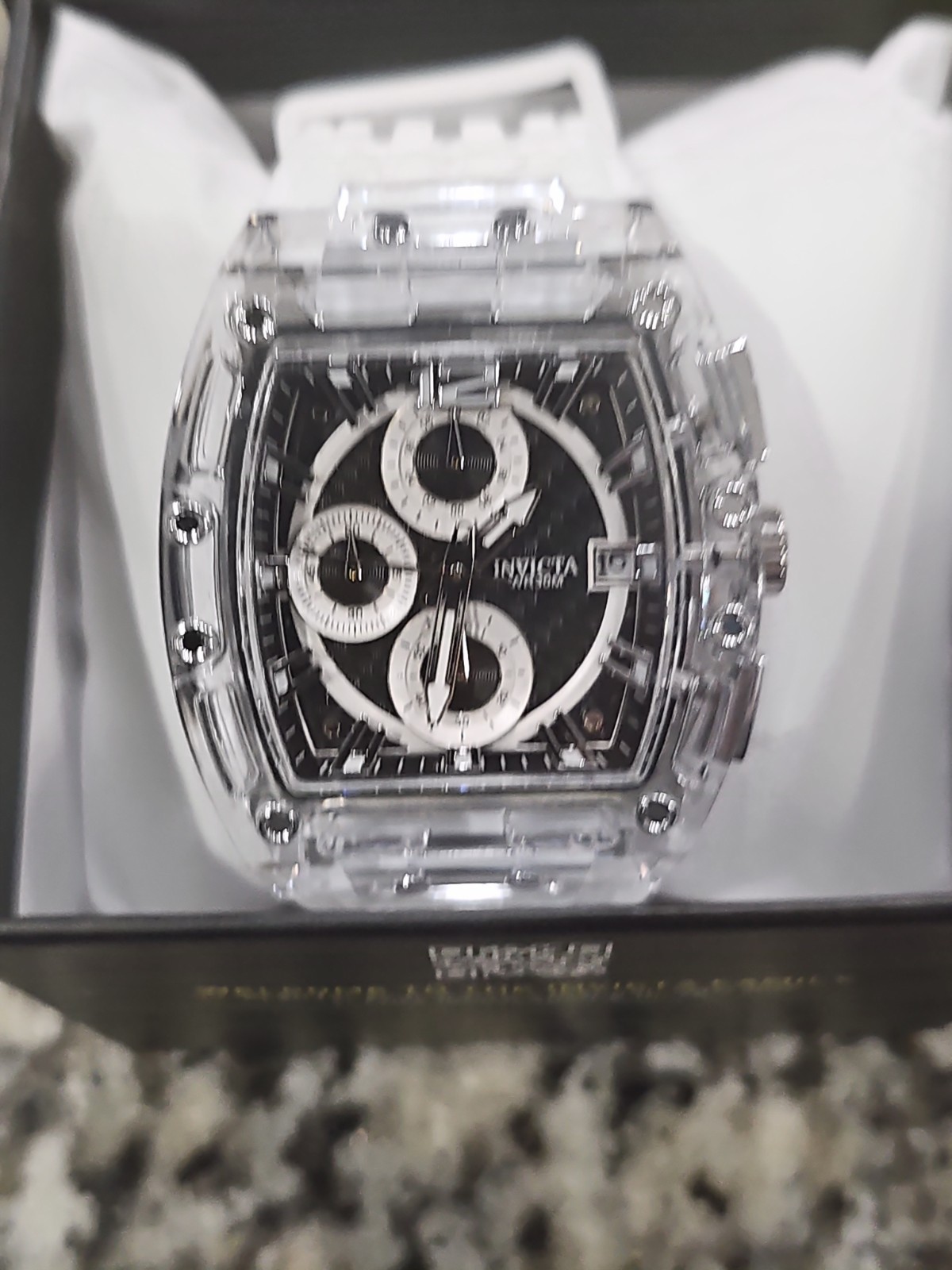 Retail $199.99 Invicta S1 Rally Allogrip 42mm Watch Transparent Case Black Whit
