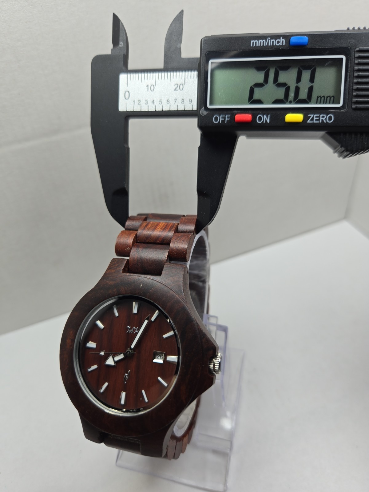 Makani Hawaii Mens 49mm Dark Brown Wood Date Quartz Watch Japan Movt New Battery